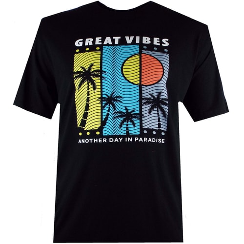 Espionage Great Vibes Print T-Shirt Black
